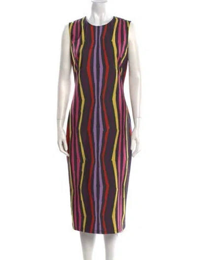 Pre-owned Jonathan Cohen Striped Midi Length Dress W/ Tags In Neutral
