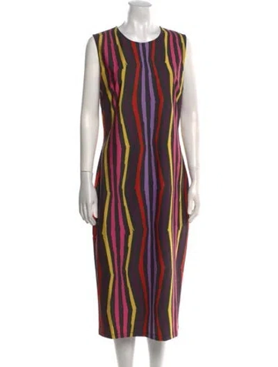 Pre-owned Jonathan Cohen Striped Midi Length Dress W/ Tags In Neutral