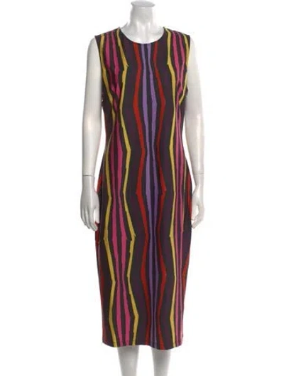 Pre-owned Jonathan Cohen Striped Midi Length Dress W/ Tags In Neutral
