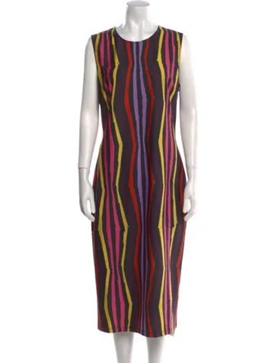 Pre-owned Jonathan Cohen Striped Midi Length Dress W/ Tags In Neutral