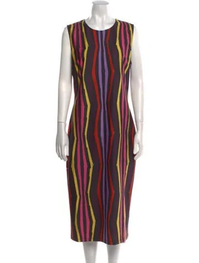Pre-owned Jonathan Cohen Striped Midi Length Dress W/ Tags In Neutral