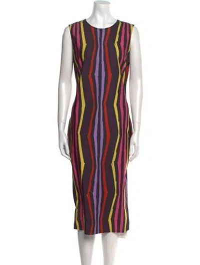 Pre-owned Jonathan Cohen Striped Midi Length Dress W/ Tags In Neutral