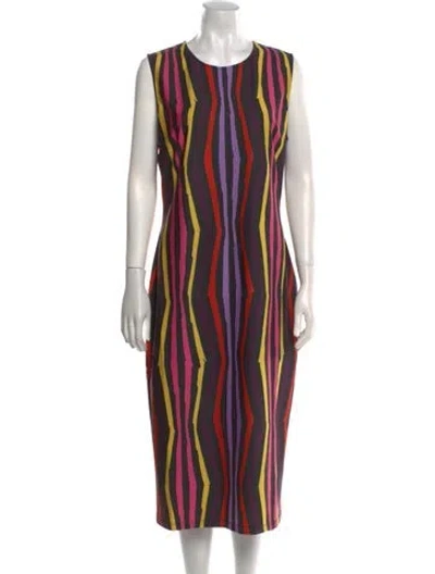 Pre-owned Jonathan Cohen Striped Midi Length Dress W/ Tags In Neutral