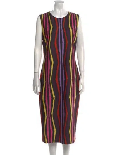 Pre-owned Jonathan Cohen Striped Midi Length Dress W/ Tags In Neutral