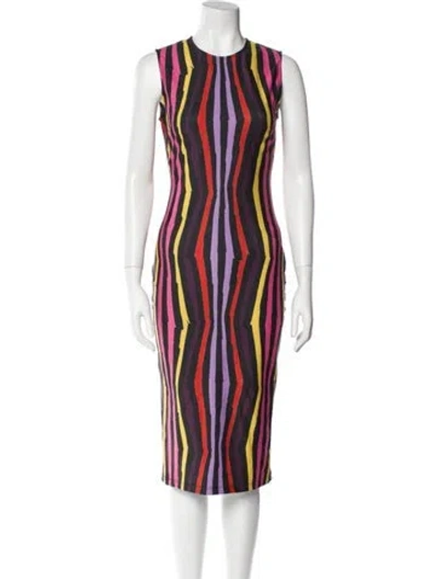 Pre-owned Jonathan Cohen Striped Midi Length Dress W/ Tags In Neutral
