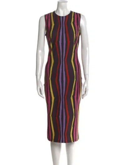 Pre-owned Jonathan Cohen Striped Midi Length Dress W/ Tags In Neutral