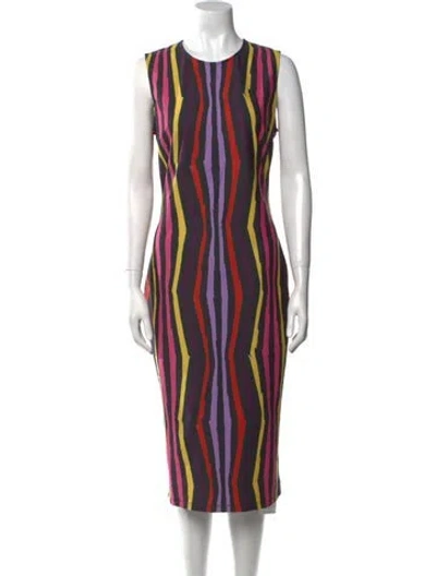 Pre-owned Jonathan Cohen Striped Midi Length Dress W/ Tags In Purple