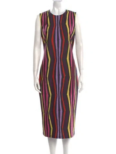 Pre-owned Jonathan Cohen Striped Midi Length Dress W/ Tags In Purple
