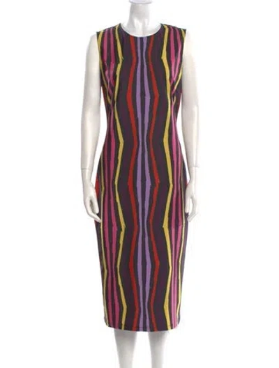 Pre-owned Jonathan Cohen Striped Midi Length Dress W/ Tags In Purple