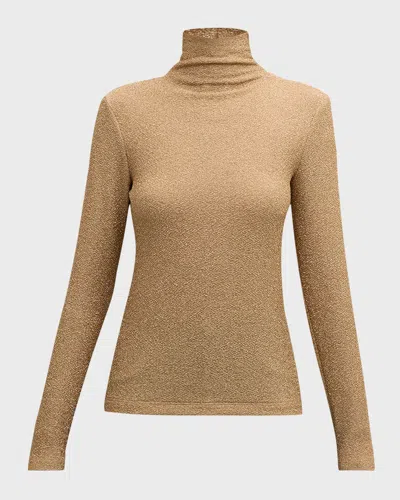 Jonathan Cohen Textured Turtleneck Top In Gold
