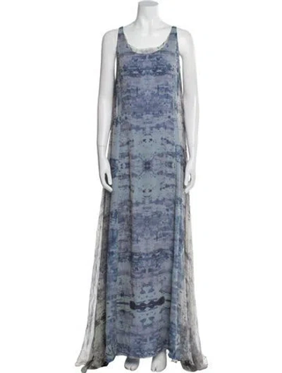 Pre-owned Jonathan Cohen Tie-dye Print Long Dress In Blue