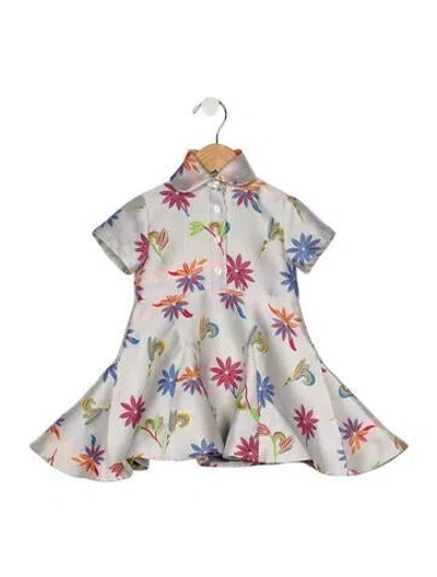 Pre-owned Jonathan Cohen Babies' Trr X  Floral Jacquard Shirt Dress In White
