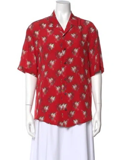 Pre-owned Jonathan Cohen Vintage Silk Button-up Top In Red