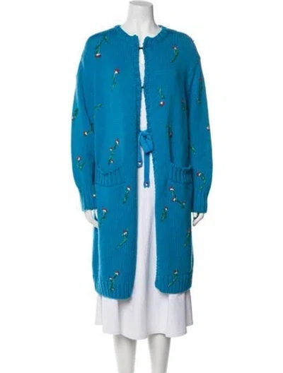 Pre-owned Jonathan Cohen Virgin Wool Printed Sweater In Blue