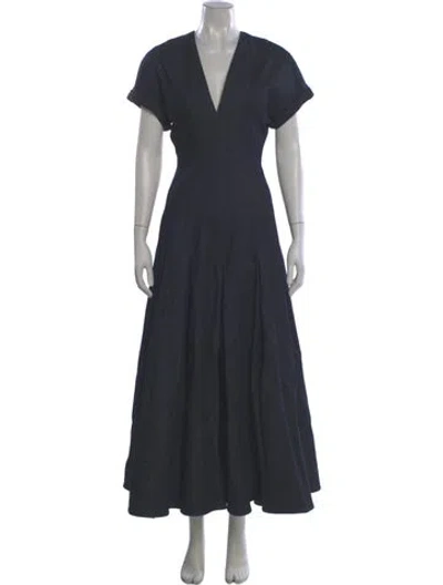 Pre-owned Jonathan Cohen V-neck Long Dress In Gray