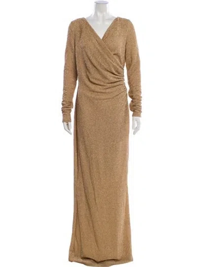 Pre-owned Jonathan Cohen V-neck Long Dress In Neutral