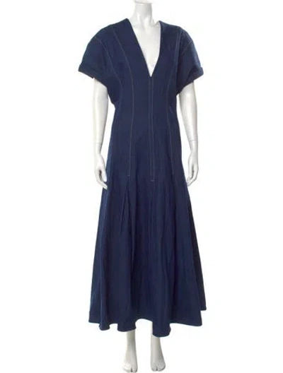 Pre-owned Jonathan Cohen V-neck Long Dress W/ Tags In Blue