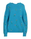 Jonathan Cohen Woman Sweater Azure Size S Virgin Wool, Viscose, Polyamide In Blue