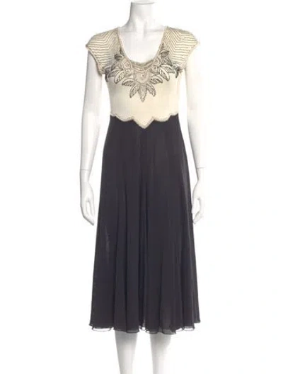 Pre-owned Jonathan Hitchcock Graphic Print Midi Length Dress In Green