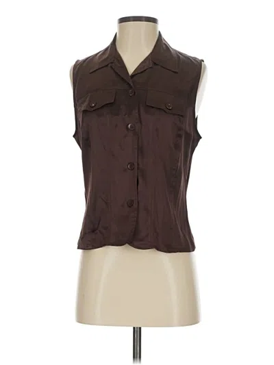 Pre-owned Jonathan Martin Sleeveless Silk Top Brown Cowl Neck Tops
