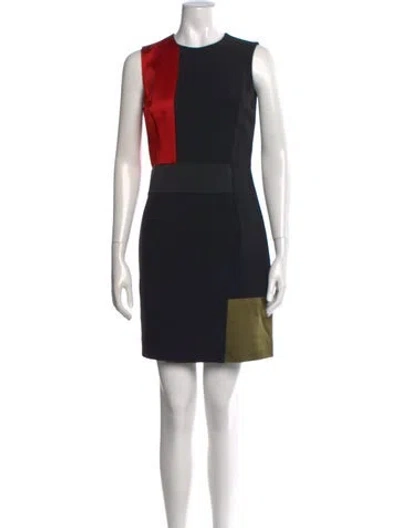 Pre-owned Jonathan Saunders Colorblock Pattern Mini Dress In Black
