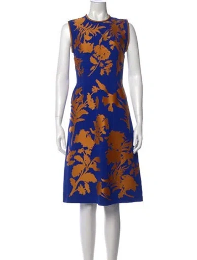 Pre-owned Jonathan Saunders Floral Print Knee-length Dress W/ Tags In Blue