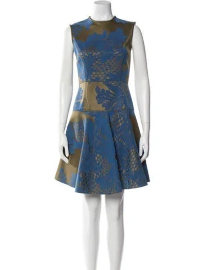 Pre-owned Jonathan Saunders Floral Print Mini Dress In Blue