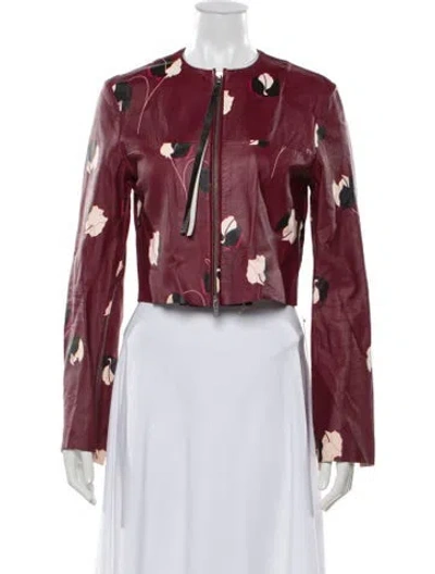 Pre-owned Jonathan Saunders Leather Floral Print Jacket In Red
