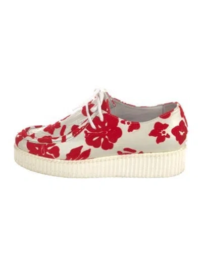 Pre-owned Jonathan Saunders Leather Floral Print Sneakers In Red