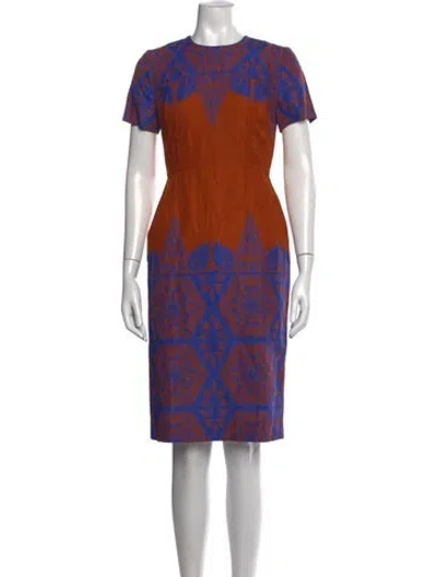 Pre-owned Jonathan Saunders Printed Knee-length Dress In Orange