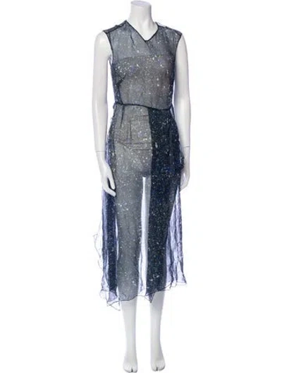 Pre-owned Jonathan Saunders Printed Long Dress In Blue