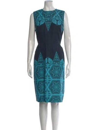 Pre-owned Jonathan Saunders Printed Midi Length Dress In Blue
