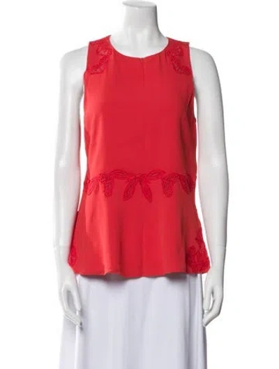Pre-owned Jonathan Saunders Scoop Neck Sleeveless Top In Red