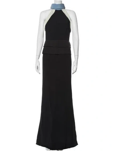 Pre-owned Jonathan Saunders Silk Long Dress W/ Tags In Black
