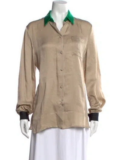Pre-owned Jonathan Saunders Silk Long Sleeve Button-up Top In Neutral