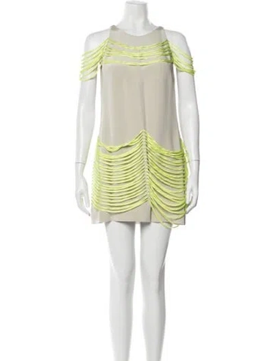 Pre-owned Jonathan Saunders Silk Mini Dress In Green