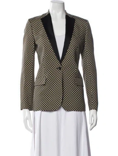 Pre-owned Jonathan Saunders Silk Plaid Print Blazer In Multi