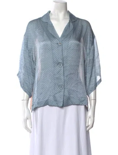 Pre-owned Jonathan Saunders Silk Polka Dot Print Blouse In Blue