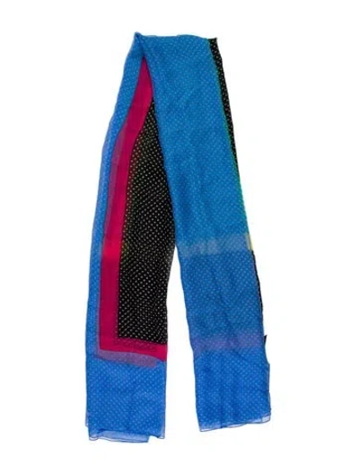 Pre-owned Jonathan Saunders Silk Polka Dot Print Scarf W/ Tags In Blue