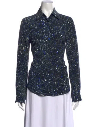 Pre-owned Jonathan Saunders Silk Printed Top In Blue