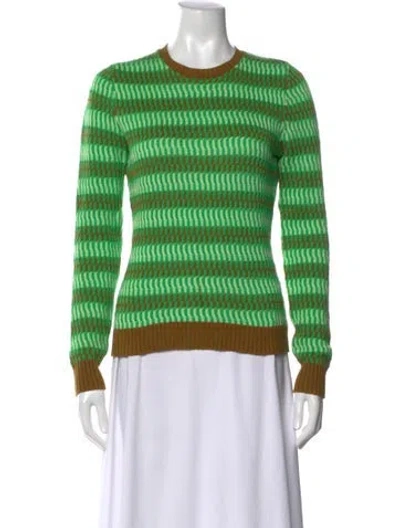 Pre-owned Jonathan Saunders Striped Crew Neck Sweater In Green