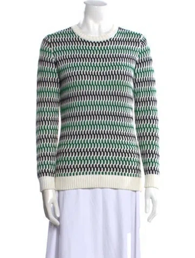 Pre-owned Jonathan Saunders Striped Scoop Neck Sweater In White