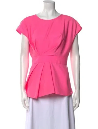 Pre-owned Jonathan Saunders Wool Scoop Neck Blouse In Pink