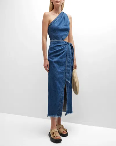 Pre-owned Jonathan Simkhai $445 Doran Denim Dress In Covina Size: Medium In Blue