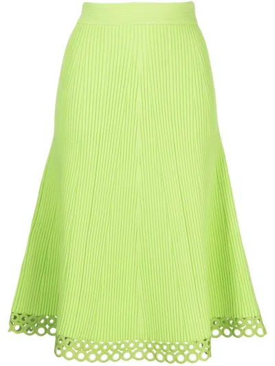 Jonathan Simkhai A-line Ribbed Midi Skirt In 绿色