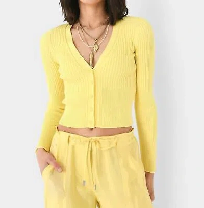 Pre-owned Jonathan Simkhai Ailany Shrunken Cardigan In Sulfur - Size L In Yellow