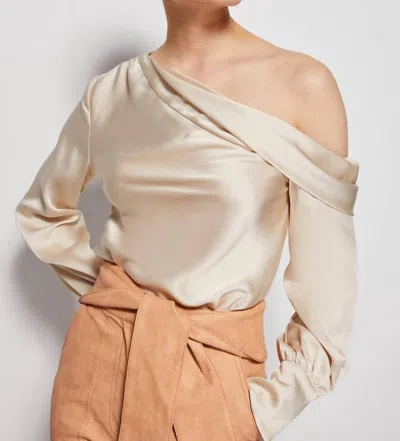 Jonathan Simkhai Alice Cold Shoulder Top In Almond