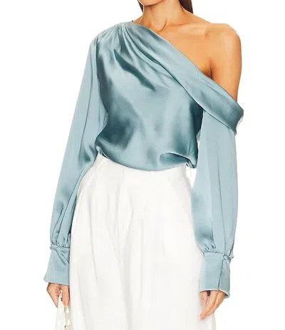 Jonathan Simkhai Alice One Shoulder Top In Celeste Blue