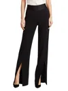 Jonathan Simkhai Ariah Crepe Satin Combo Front Slit Pant In Black