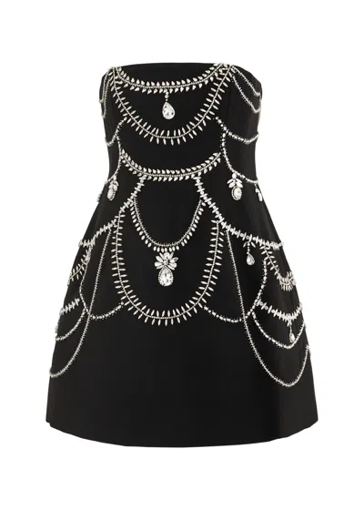 Jonathan Simkhai Arta Strapless Crystal-embellished Mini Dress In Black And Silver
